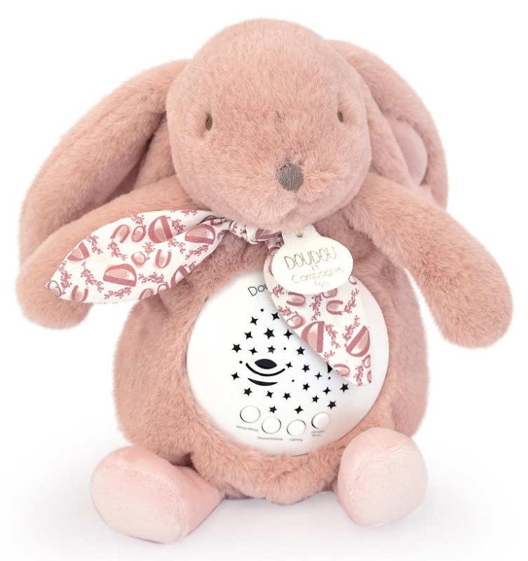 Doudou Et Compagnie Peluche veilleuse musicale lapin rose doudou