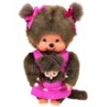 Monchhichi Peluche Monchhichi Maman et son Bébé Rose - 20 cm