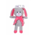 Gipsy Peluche Lapin Nœud Gris écharpe Rose - 26 cm