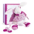 Doudou et Compagnie Peluche Pantin Activité Lapin Cerise - 30 cm