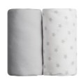 Babycalin Lot de 2 Draps Housse Etoile et Gris 60x120 cm