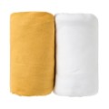 Babycalin Lot de 2 Draps Housse Moutarde et Blanc 60x120 cm