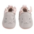 Moulin Roty Chaussons Cuir Gris Les Petits Dodos - 0-6 mois