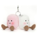  Porte Clés Marshmallows Rose et Blanc Amuseable