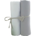 Babycalin Lot de 2 Draps Housse Blanc et Gris- 60x120 cm