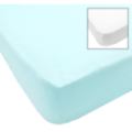 Babycalin Lot de 2 Draps Housse Blanc et Turquoise - 70x140 cm