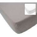 Babycalin Lot de 2 Draps Housse Blanc et Taupe - 60x120 cm