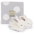 Doudou et Compagnie Chaussons Lapin Taupe Bonbon