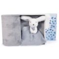 Doudou et Compagnie Coffret Plaid et Doudou Lapin Happy Glossy