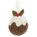 Jellycat Peluche Mini Gâteau Pudding de Noël à suspendre Festive Folly