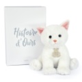 Histoire d Ours Peluche Bébé Chat Blanc - 18 cm