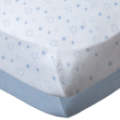 Babycalin Lot de 2 Draps Housses Blanc avec Etoiles Bleu / Uni bleu - 70x140 cm