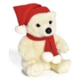 Anima Peluche Ours Polaire Bonnet et Echarpe de Noël 25 cm