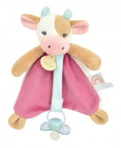 Doudou Attache Sucette Vache Pistache