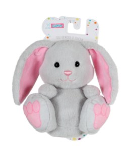 Peluche Ptit Lapin Empreinte gris et rose - 15 cm