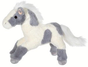 Peluche Cheval Paint Horse Gris Sonore - 40 cm