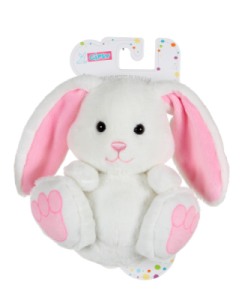 Peluche Ptit Lapin empreinte blanc et rose - 15 cm