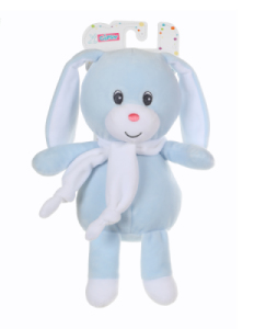 Peluche Lapin Noeud Bleu écharpe Blanche - 26 cm