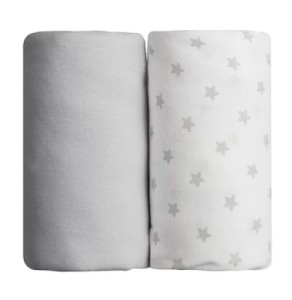 Lot de 2 Draps Housse Etoile et Gris 60x120 cm