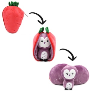 Peluche Réversible fraise Chouette Violet Flipetz