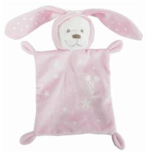 Doudou Carré Lapin Rose Glow Dark