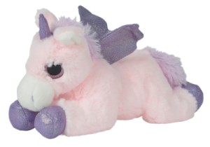 Peluche Licorne Couchée Rose - 27 cm