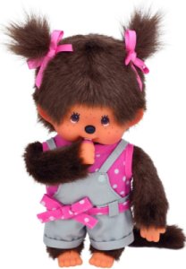 Monchhichi Fille Salopette Rose - 20 cm