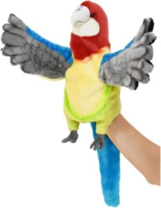 Peluche Marionnette Perroquet Rosella Jaune