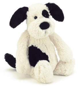 Peluche Chien Bashful Noir et Blanc Medium