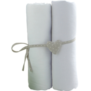 Lot de 2 Draps Housse Blanc - 60x120 cm