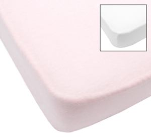 Lot de 2 Draps Housse Blanc et Rose - 60x120 cm