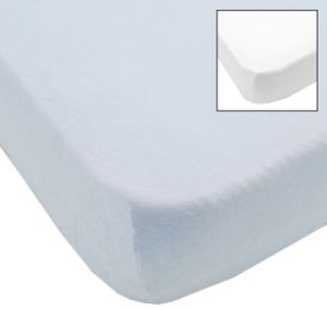Lot de 2 Draps Housse Blanc et Bleu Ciel - 70x140 cm