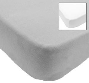 Lot de 2 Draps Housse Blanc et Gris- 60x120 cm