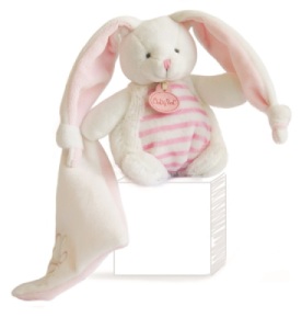 Doudou Pantin Lapin Layette Rose Avec Doudou  - 13 cm