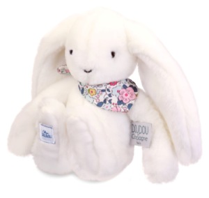 Peluche Lapin Fleurette Blanc - 25 cm