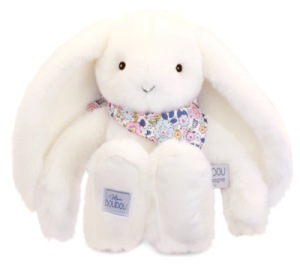 Peluche Lapin Fleurette Blanc - 35 cm