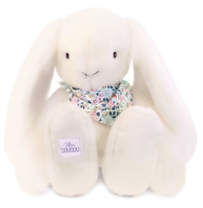 Peluche Lapin Fleurette Blanc - 50 cm