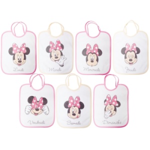 Lot de 7 Bavoirs Naissance Journaliers Minnie