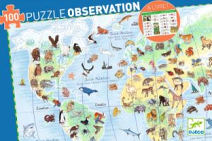 Puzzle Observation Animaux du monde 100 pièces