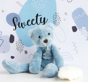 Peluche Pantin Ours Bleu Sweety - 30 cm