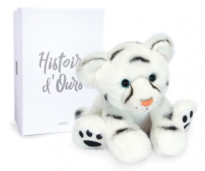 Peluche Bébé Tigre Blanc Terre Sauvage - 18 cm