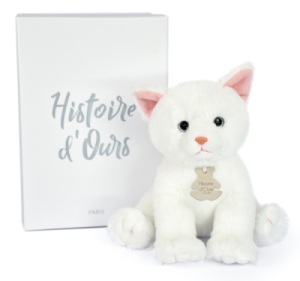 Peluche Bébé Chat Blanc - 18 cm