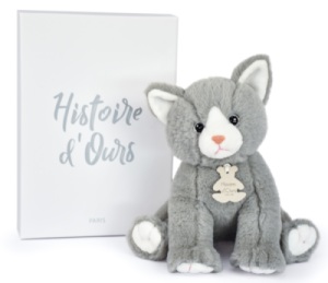 Peluche Bébé Chat Gris Perle - 18 cm