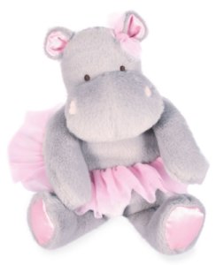 Peluche Hippopotame Tutu Gris Perle - 18 cm