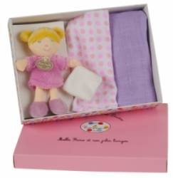 Coffret Langes Et Poupée Fille Rose