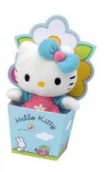 Doudou Mini Hello Kitty Floral Bleu - 10 cm