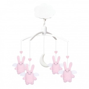 Mobile Musical Ange Lapin Rose