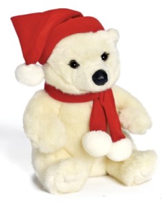 Peluche Ours Polaire Bonnet et Echarpe de Noël 25 cm