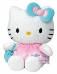 Peluche Hello Kitty Robe Rose Clair - 15 cm