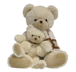 Peluche Ours avec Bébé Beige - 53 cm